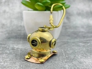 Brass Divers Diving Helmet Keychain Maritime Nautical Keyring Corporate Gift - Picture 1 of 5