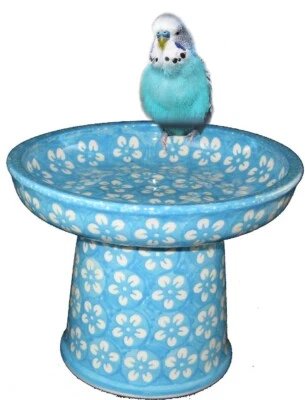 Польская керамика пьедестал птица ванна попугай канарейка бирюза ограниченного тиража - Изображение 1 из 4