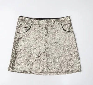 Next Women's Silver Sequin Pencil Skirt Size 10 - Picture 1 of 12