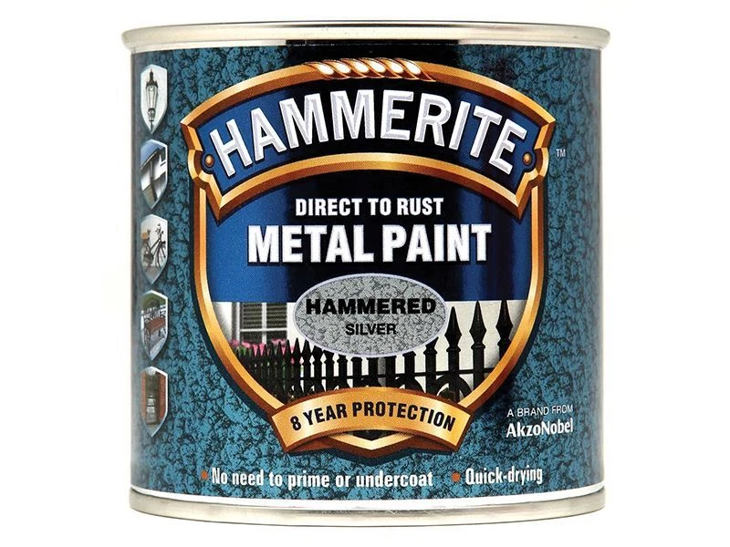 Hammerite Pintura Directa al Óxido Efecto Martilleado para Metal, Plata, 250ml - Imagen 1 de 1
