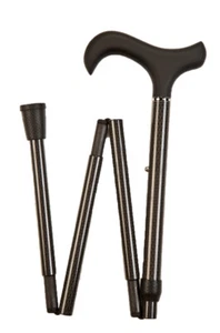 Carbon Fibre Folding Stick Black Basket Weave Pattern Soft Grip Derby Handle - Picture 1 of 7