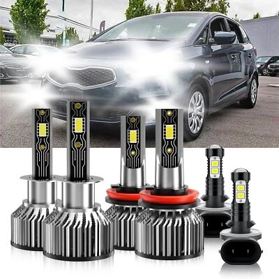 Para Kia Rondo 2007-2012 Bombilla Faro LED Luz Alta Baja + Kit Luz Antiniebla 6500K Foto 1 de 4