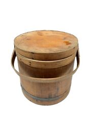 Antique Wooden Firkin Sugar Bucket Pegged Swing Handle