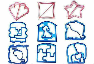 9 Stück Sandwich Form Cutter Toastbrot Cookie Sandwich Keksausstecher DIY . - Bild 1 von 4