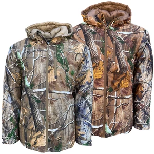 Herren Camouflage wattierte Jacke Jagd Wandern Angeln Kapuze Outdoor Armee Dschungel - Bild 1 von 3