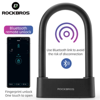 ROCKBROS Bike Lock Bluetooth Electronic Lock Fingerprint Anti-theft Rechargeable - Image 1 of 4