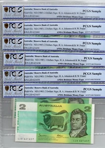 1985 AUSTRALIAN 6 x CONS UNC $2 NOTES BRISBANE ANDA PCGS Sample LJD621656-661 - Picture 1 of 9