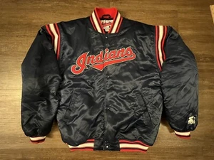MLB Starter Diamond Collection Cleveland Indians Bomber Warm Satin Jacket XL G7 - Picture 1 of 16