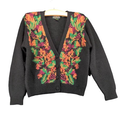 Cárdigan suéter vintage Charter Club Petites para mujer mediano tejido lana negro Foto 1 de 4