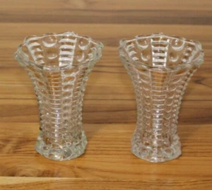 Par De Colección de Jarrones, Burbujas y Barras Anchor Hocking de la Era de la Depresión, Transparente - Imagen 1 de 4