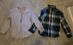 Lot Of 2 Boys Long Sleeve Button Down Shirts Size 7/8 Hartstrings and Cat & Jack - Picture 1 of 5