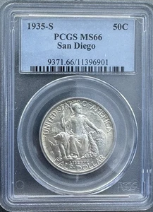 1935-S San Diego Half Dollar PCGS MS66 - Lightly Toned - Great Eye Appeal - Picture 1 of 4