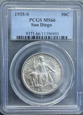1935-S San Diego Half Dollar PCGS MS66 - Lightly Toned - Great Eye Appeal - Image 1 of 4