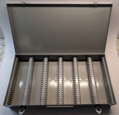 Vintage Atco Metal Slide Storage Box Case Holds 150 35mm Slides or Coins  - Image 1 of 4