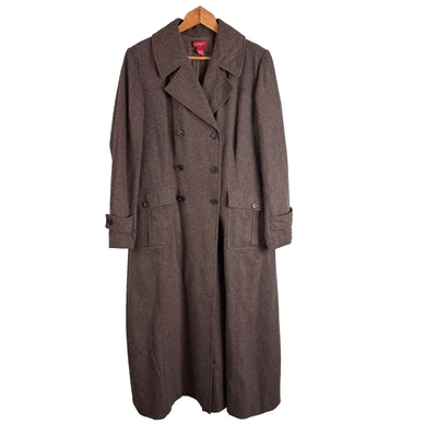 Sundance полная длина длиной макси коричневый серый шерсти пальто двубортный женщин 12 - Изображение 1 из 4