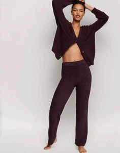Victoria's Secret cardigan e pantaloni set 2 pezzi loungewear pigiama prugna fuzzy taglia S - Foto 1 di 9