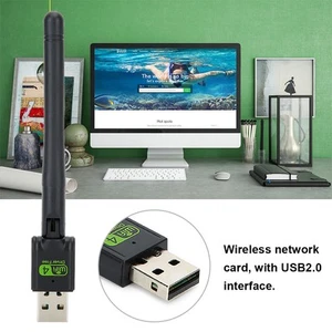 Drive Free USB2.0 WiFi Wireless Adapter Network Card Antenna Wi Fi Receiver 1 FY - Afbeelding 1 van 12