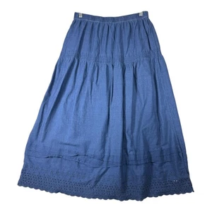 GAP X DOEN Indigo Denim Stufen Maxirock Ösenbesatz Größe Medium - Bild 1 von 8