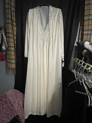 Camisón vintage Olga estilo 9280 - encaje nailon satinado crema - talla mediana Foto 1 de 4