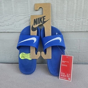 Nike Kawa Slide GS Toddler SZ 11 Hyper Cobalt White Slip-On Sandal 819352-400 - Picture 1 of 11