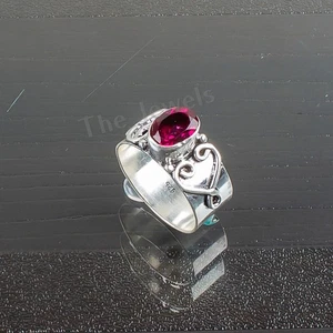 Pink Rubellite Gemstone 925 Sterling Silver Jewelry Designer Ring Gift For Women - Picture 1 of 6