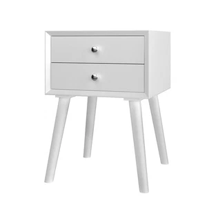 Mesa auxiliar de madera de finales de siglo con 2 cajones de almacenamiento blanca - Imagen 1 de 6