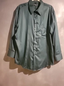 Geoffrey Beene Men’s Shirt Sateen Green Long Sleeve Button Size XL 17.5 32/33  - Picture 1 of 24