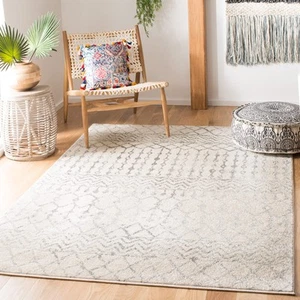 Tulum Collection Area Rug - 5'3" x 7'6", Ivory & Grey, Moroccan Boho Distress... - Picture 1 of 4