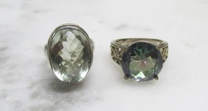 Lot of 2 Women's Sterling Silver Rings w/ Unknown Stones ~ 13grams ~ 2-D358 - Picture 1 of 7