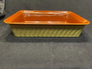 PAULA DEAN Signature Stoneware "Coffee" 4.5 qt 9 x 13 baking pan Green/Brown - Picture 1 of 5