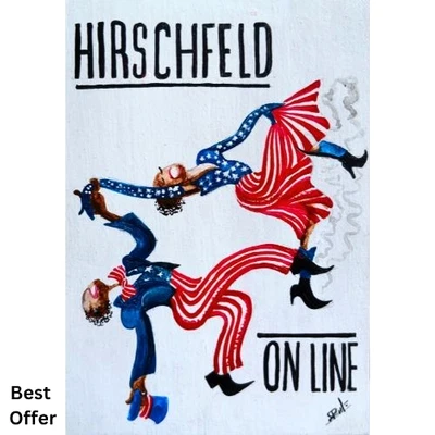 Hirschfeld on Line - Cubierta de libro acrílico pintura a mano original tarjeta de arte pop NUEVO Foto 1 de 4