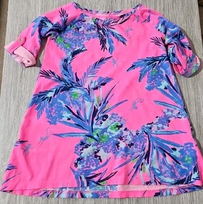 Lilly Pulitzer Shift Dress 💕Girls Size Small 4-5 Roll Tab Sleeves Pink 803 - Image 1 of 4