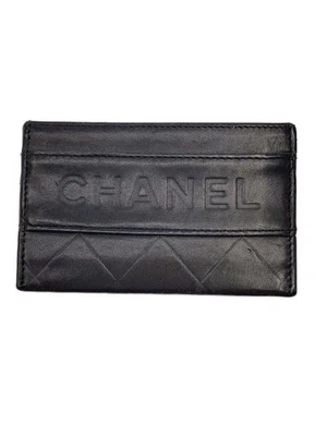 CHANEL Tarjetero Pass Cuero Negro Liso Mujer Usado Foto 1 de 4