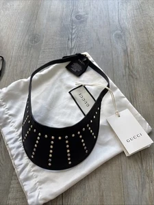 Gucci Cap M 58 Visor Leder mit Strass Schwarz/gold NP 690€ Mit Staubbeutel - Bild 1 von 6