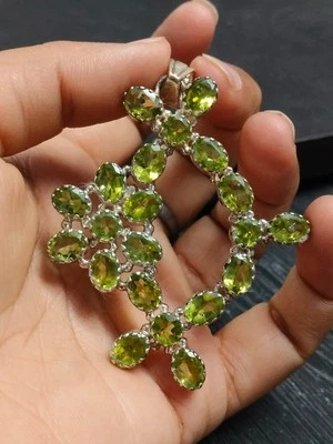 Ciondolo pietra preziosa peridoto naturale argento sterling 925... - Immagine 1 di 4