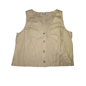 Neu mit Etikett Madewell hellbraunes einreihiges Damen-Tanktop aus Leinen mit Knopfleiste 10 Küsten - Bild 1 von 7