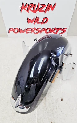 2000 HONDA VALKYRIE INTERSTATE Front Wheel Fender w/ Chrome Trim Tip Black - Image 1 of 4