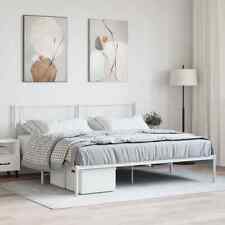 vidaXL Metal Bed Frame with Headboard White Super King Size