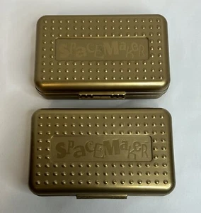 Set of 2 Gold Spacemaker Pencil Boxes Made In USA Vintage 90's 8" x 5" x 2.5" - Picture 1 of 14