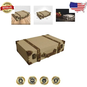 Elegant Light Tan Canvas Suitcase Set - Vintage Decorative Storage Boxes - Picture 1 of 10