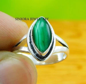 Malachite Gemstone 925 sterling silver handmade Gift Ring US size 5 to 13 - Picture 1 of 4
