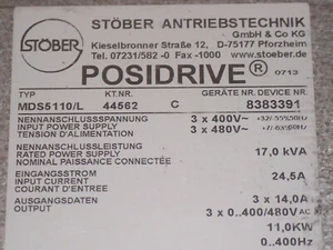 Stöber MDS Posidrive MDS5110/L 11 KW Servodrive Frequenzumrichter Tested - Bild 1 von 5