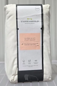 Threshold Queen Size Solid White Ultra Soft 100% Brushed Cotton Flat Sheet - Picture 1 of 6