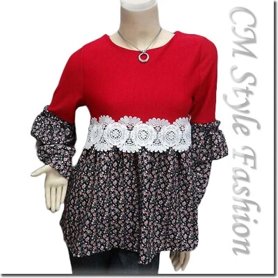 Top túnica Empire Patchwork floral rojo XS Foto 1 de 4