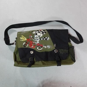 Vintage Ed Hardy Bag Skeleton Motorcycle Messenger Laptop Y2K Christian Audigie - Picture 1 of 19