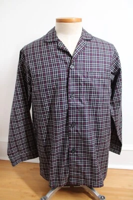 NWOT Brooks Brothers M Navy Blue Check Cotton Long Sleeve Pajama Top Shirt - Image 1 of 4