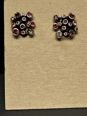 Pendientes Clip Patricia Locke Tono Plata Cristales Racimo Brutalista De Colección NUEVO 2012 Foto 1 de 4