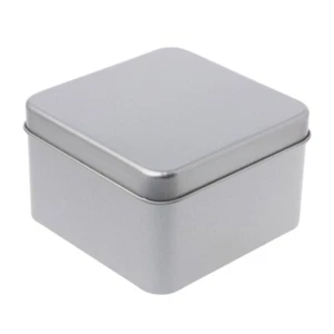 9x9cm Small Metal Tin Silver Storage Box for Case For Money Coin Candy - Picture 1 of 8