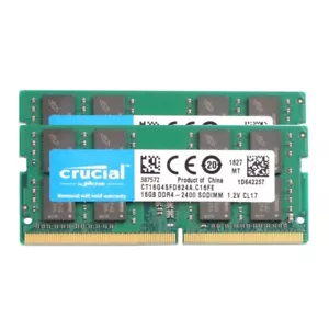 Crucial 32GB (2 X 16GB ) DDR4 2400MHz PC4-19200 SODIMM Memory Ram CT16G4SFD824A - Picture 1 of 6