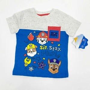 Camiseta gráfica PAW PATROL para niños gris y azul talla 2T Sit, Stay & Play Chase NUEVA - Imagen 1 de 5